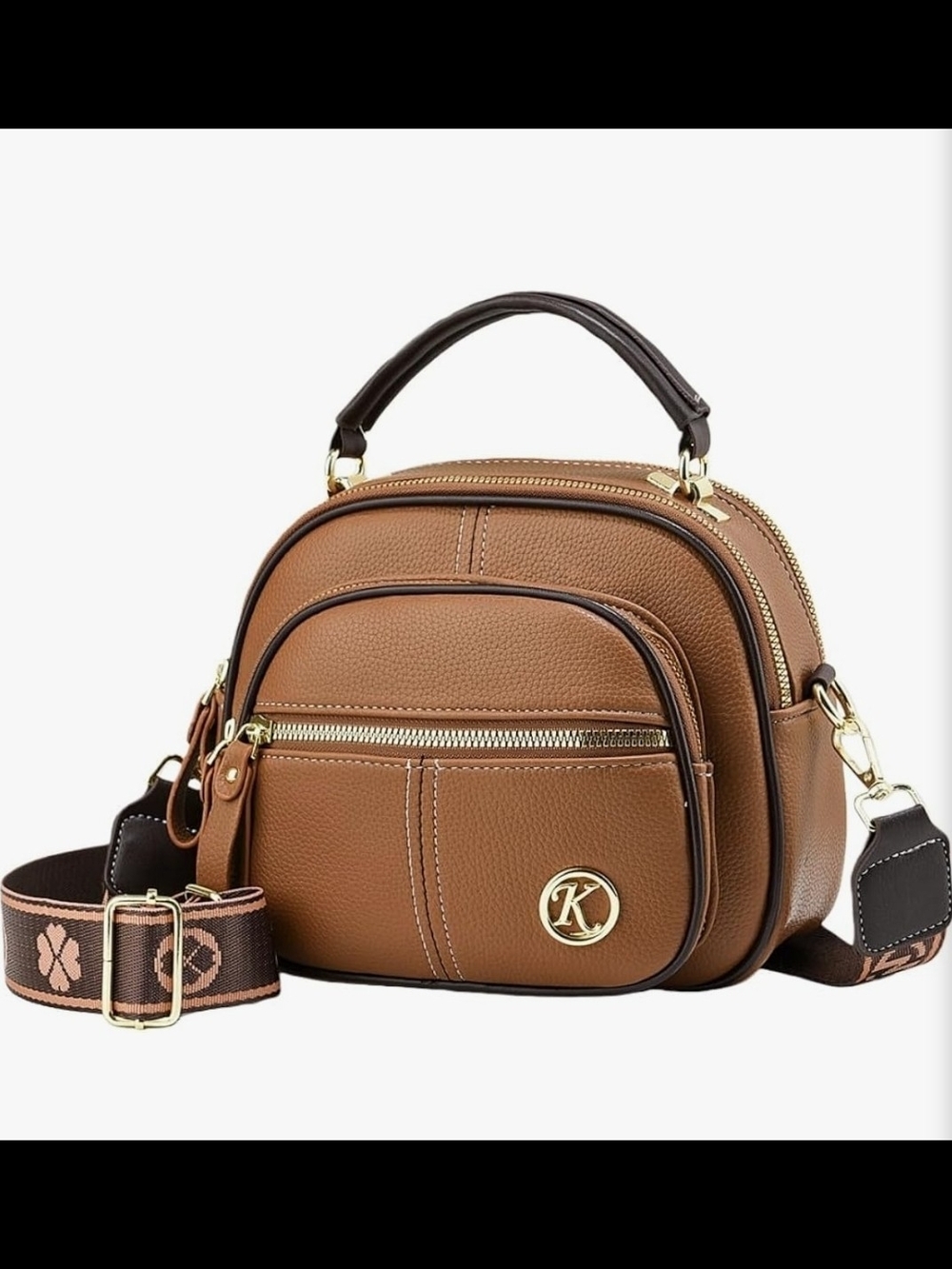 Vintage Adjustable Crossbody Saddle Bag W. Shoulder Strap | Kahki | NEW |